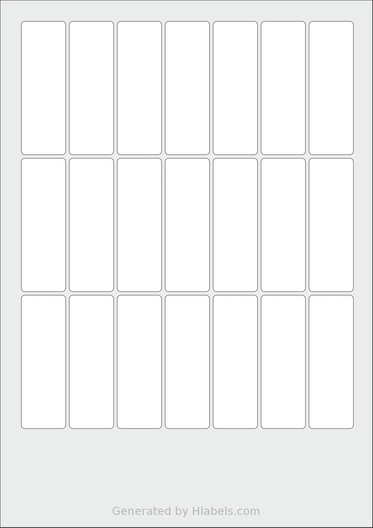 Monkeylabels® ML2575 template with 21 rectangular 25 x 75 millimeter labels per sheet, on A4-size adhesive blank label sheets.