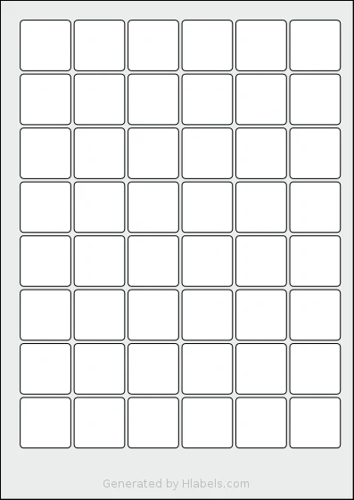 Monkeylabels® ML2670 template with 48 square 30 x 30 millimeter labels per sheet, on A4-size adhesive blank label sheets.