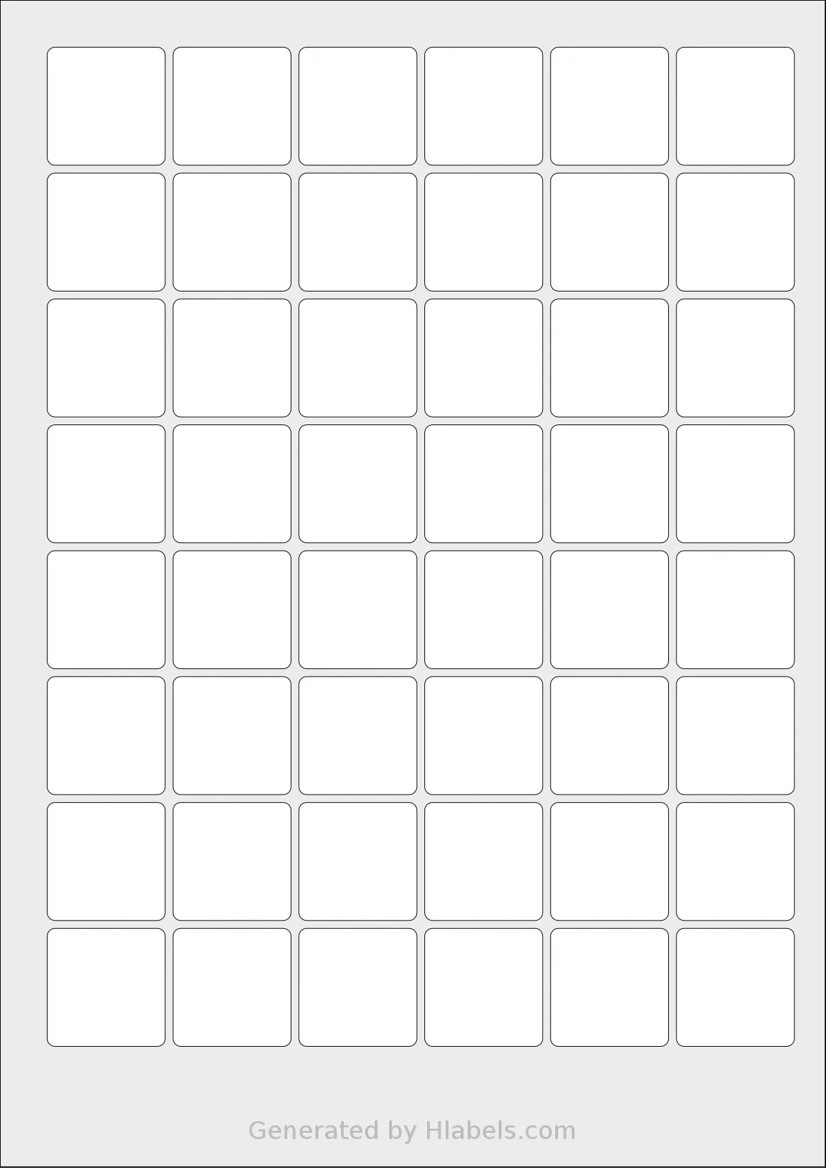 Monkeylabels® ML2670 template with 48 square 30 x 30 millimeter labels per sheet, on A4-size adhesive blank label sheets.