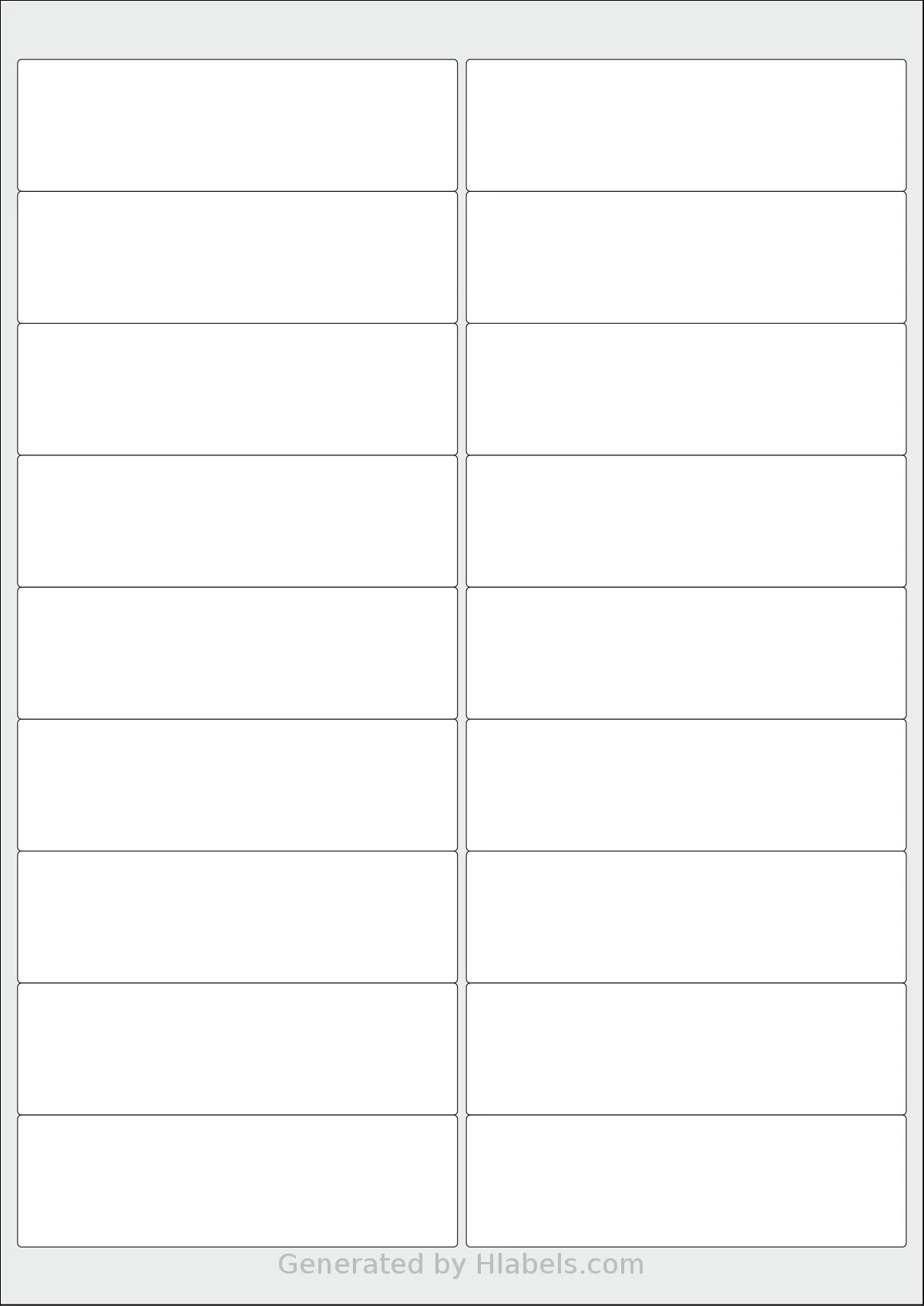 Monkeylabels® ML30100 template with 18 rectangular 100 x 30 millimeter labels per sheet, on A4-size adhesive blank label sheets.