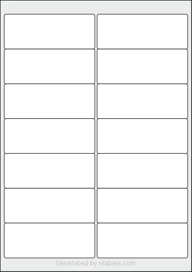 MrLabel® MR103 template with 14 rectangular 99.1 x 38.1 millimeter labels per sheet, on A4-size adhesive blank label sheets.
