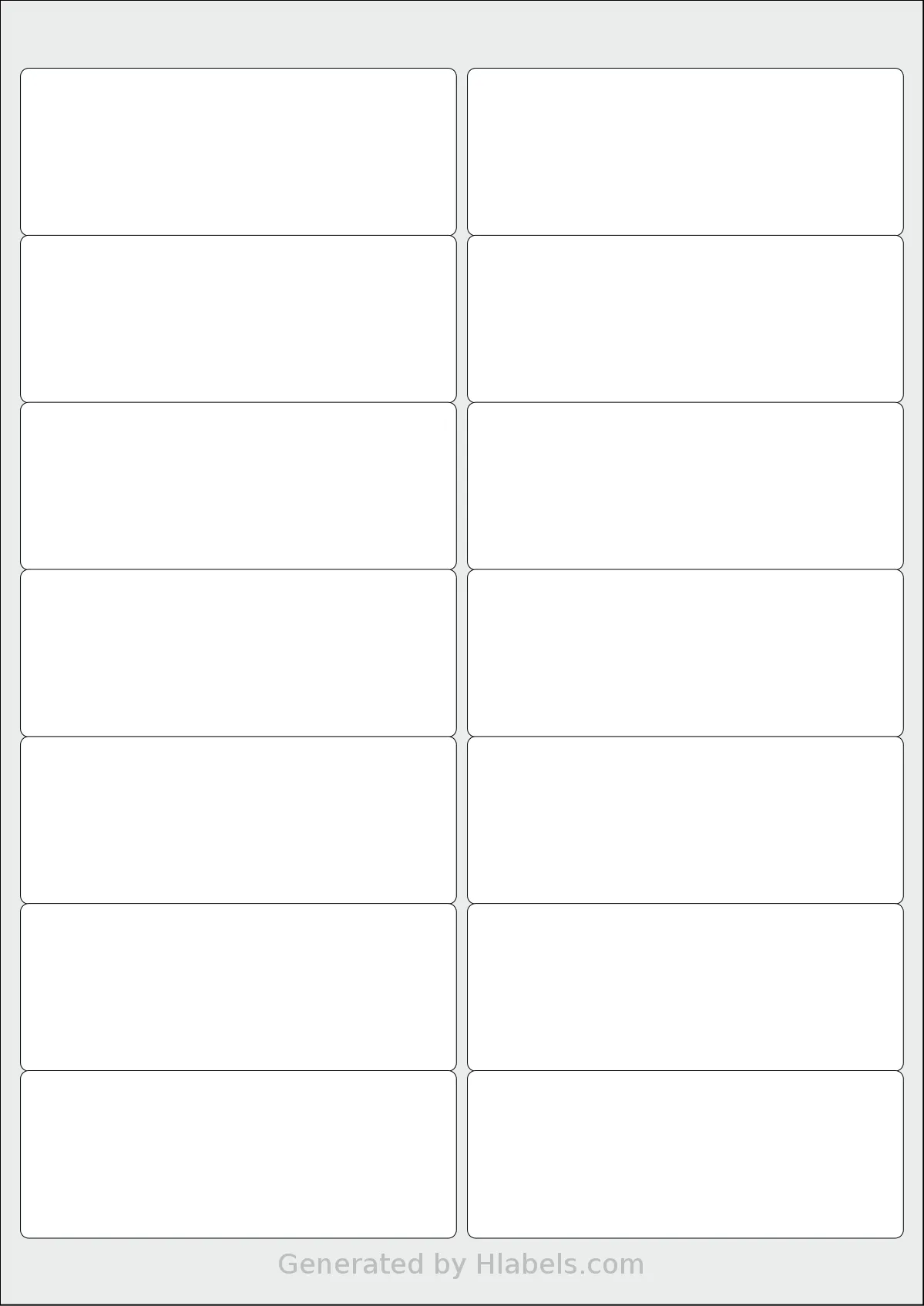 MrLabel® MR103 template with 14 rectangular 99.1 x 38.1 millimeter labels per sheet, on A4-size adhesive blank label sheets.