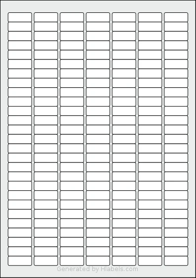 MrLabel® MR111 template with 189 rectangular 25.4 x 10 millimeter labels per sheet, on A4-size adhesive blank label sheets.