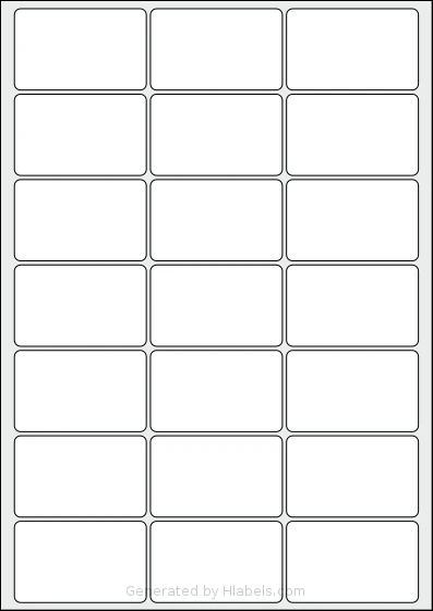 MrLabel® MR125 Template MrLabel® MR125 template with 21 rectangular 64 x 39.5 millimeter labels per sheet, on A4-size adhesive blank label sheets.