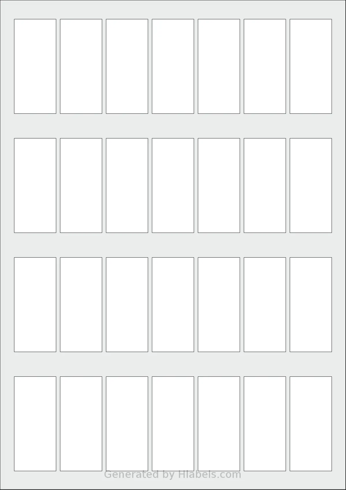 MrLabel® MR178 template with 28 rectangular 25.4 x 57.2 millimeter labels per sheet, on A4-size adhesive blank label sheets.