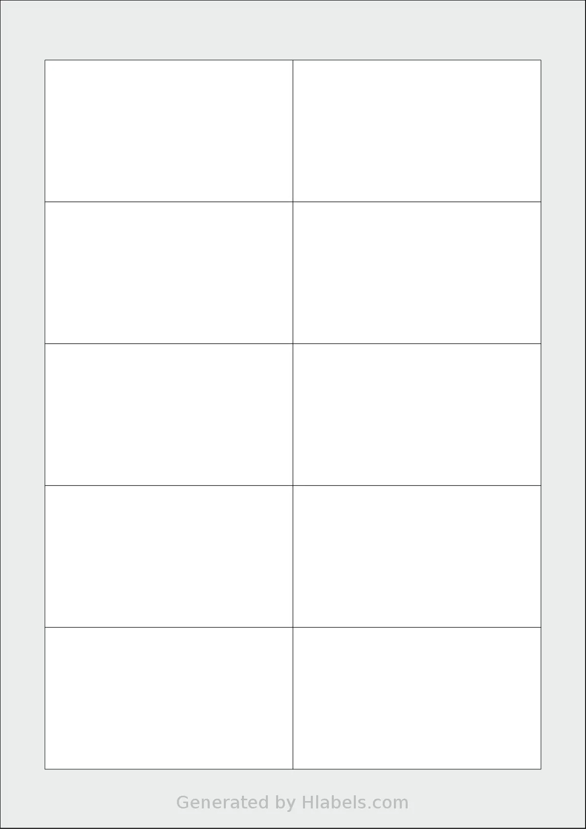 MrLabel® MR305 template with 10 rectangular 88.9 x 50.8 millimeter labels per sheet, on A4-size adhesive blank label sheets.
