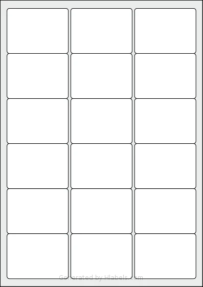 MrLabel® MR600 Template MrLabel® MR600 template with 18 rectangular 63.5 x 46.6 millimeter labels per sheet, on A4-size adhesive blank label sheets.