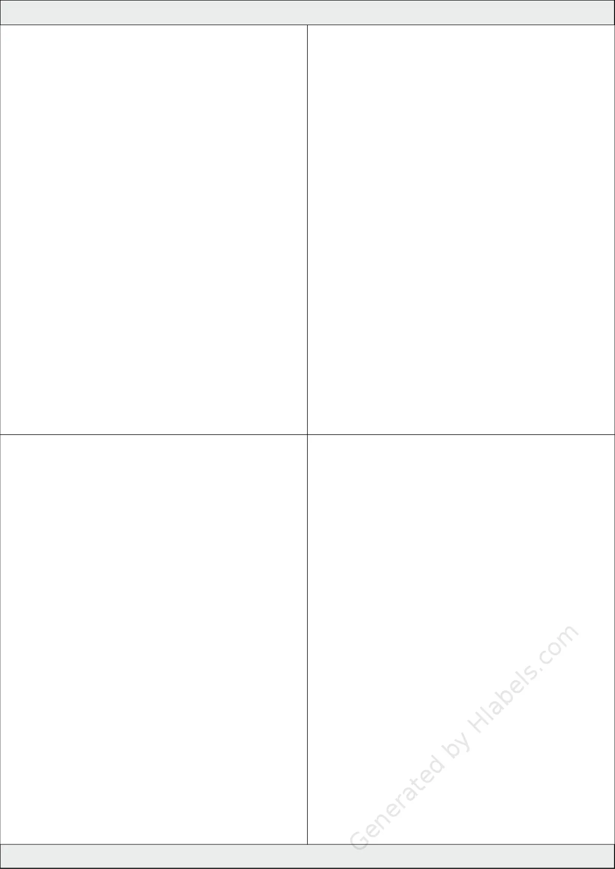 NikOffice® 42NIKO28 template with 4 rectangular 105 x 140 millimeter labels per sheet, on A4-size adhesive blank label sheets.