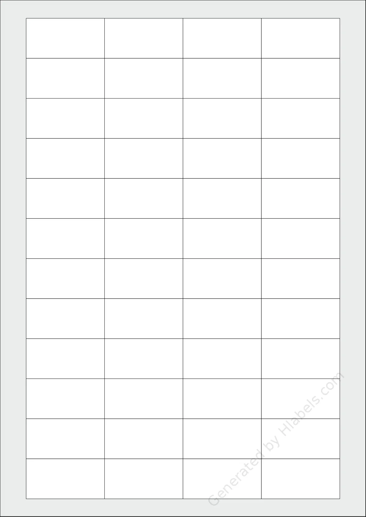 NikOffice® 42NIKO36 template with 48 rectangular 45 x 23 millimeter labels per sheet, on A4-size adhesive blank label sheets.
