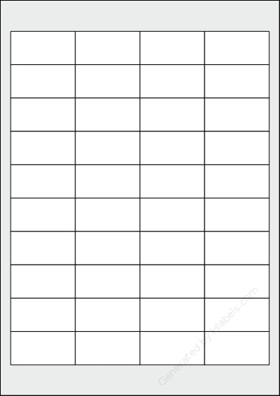 NikOffice® 42NIKO37 template with 40 rectangular 48.5 x 25 millimeter labels per sheet, on A4-size adhesive blank label sheets.