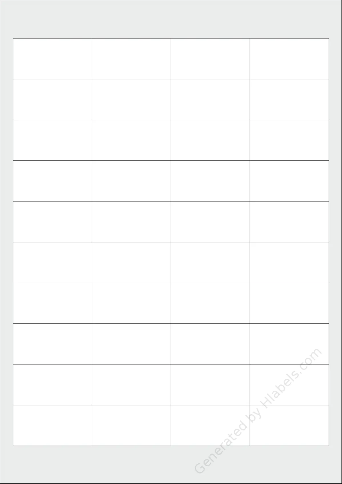 NikOffice® 42NIKO37 template with 40 rectangular 48.5 x 25 millimeter labels per sheet, on A4-size adhesive blank label sheets.
