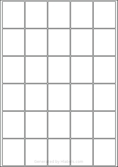 Oddy® ST-30 template with 30 rectangular 39 x 47.5 millimeter labels per sheet, on A4-size adhesive blank label sheets.