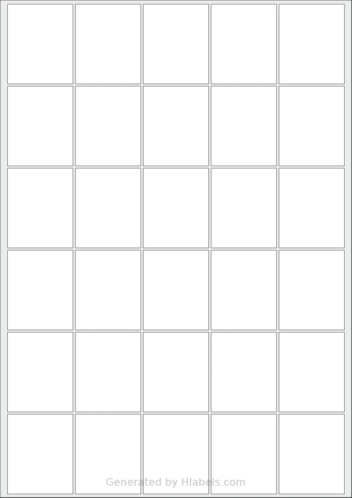 Oddy® ST-30 template with 30 rectangular 39 x 47.5 millimeter labels per sheet, on A4-size adhesive blank label sheets.