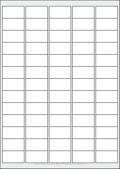 Oddy® ST-65 Template Oddy® ST-65 template with 65 rectangular 38.1 x 21.2 millimeter labels per sheet, on A4-size adhesive blank label sheets.