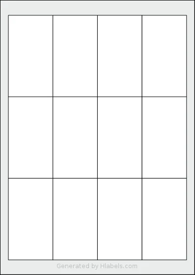 OfficeGear® 12UP template with 12 rectangular 48 x 88 millimeter labels per sheet, on A4-size adhesive blank label sheets.