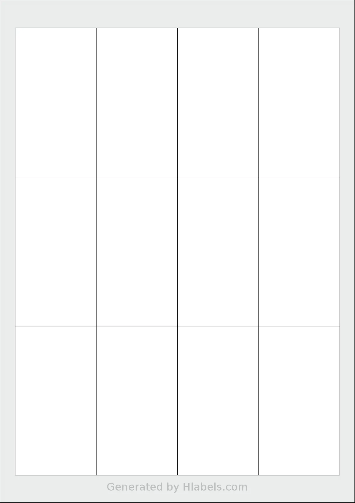 OfficeGear® 12UP template with 12 rectangular 48 x 88 millimeter labels per sheet, on A4-size adhesive blank label sheets.