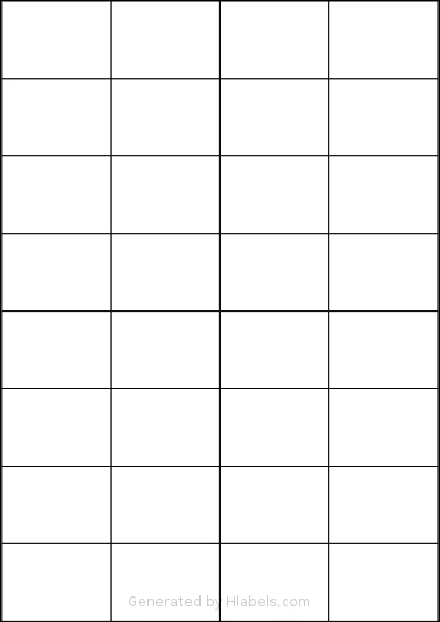 OfficeGear® 32UP template with 32 rectangular 52 x 37 millimeter labels per sheet, on A4-size adhesive blank label sheets.