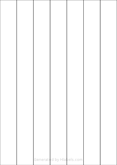 OfficeGear® 7UP template with 7 rectangular 30 x 297 millimeter labels per sheet, on A4-size adhesive blank label sheets.