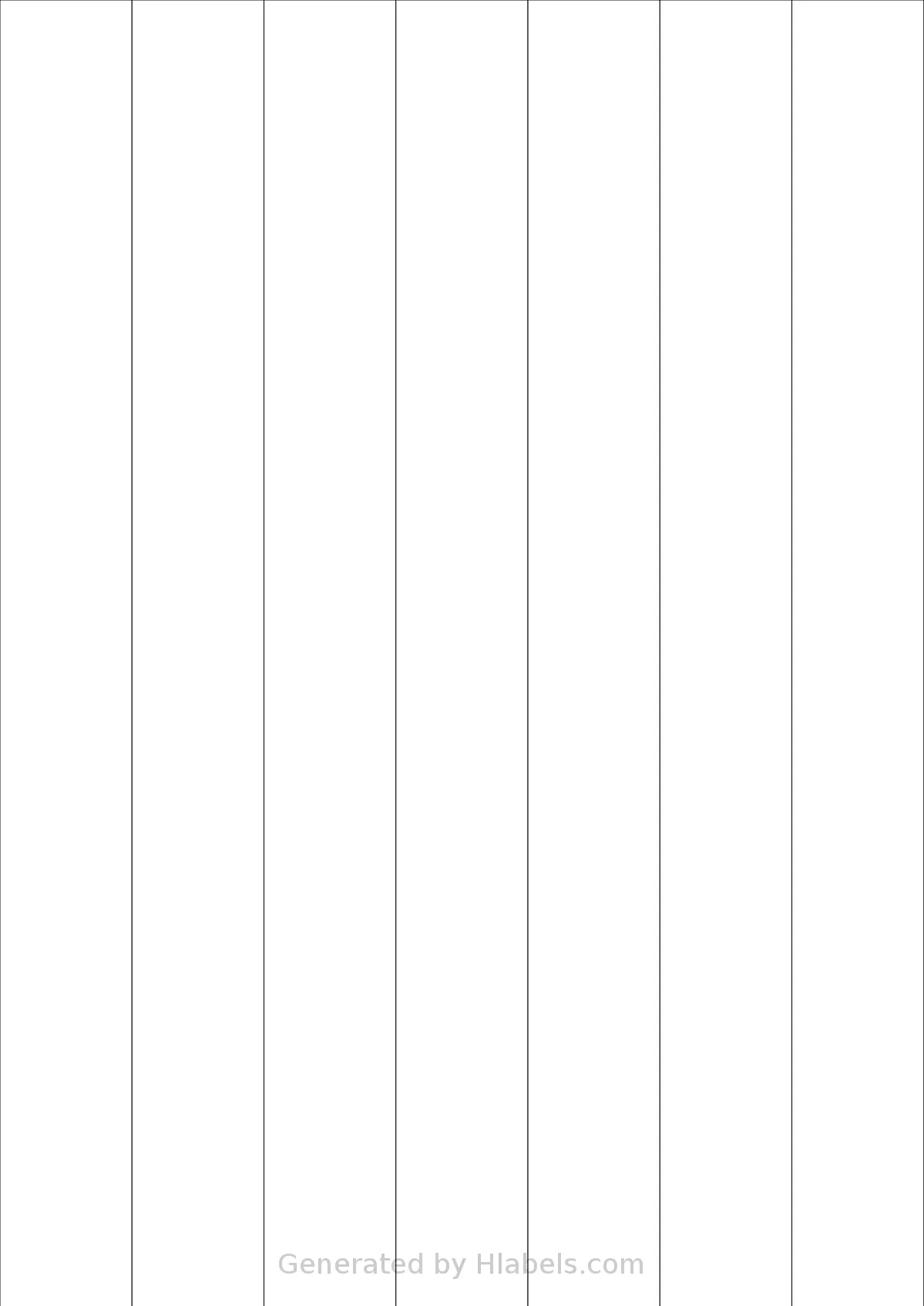 OfficeGear® 7UP template with 7 rectangular 30 x 297 millimeter labels per sheet, on A4-size adhesive blank label sheets.