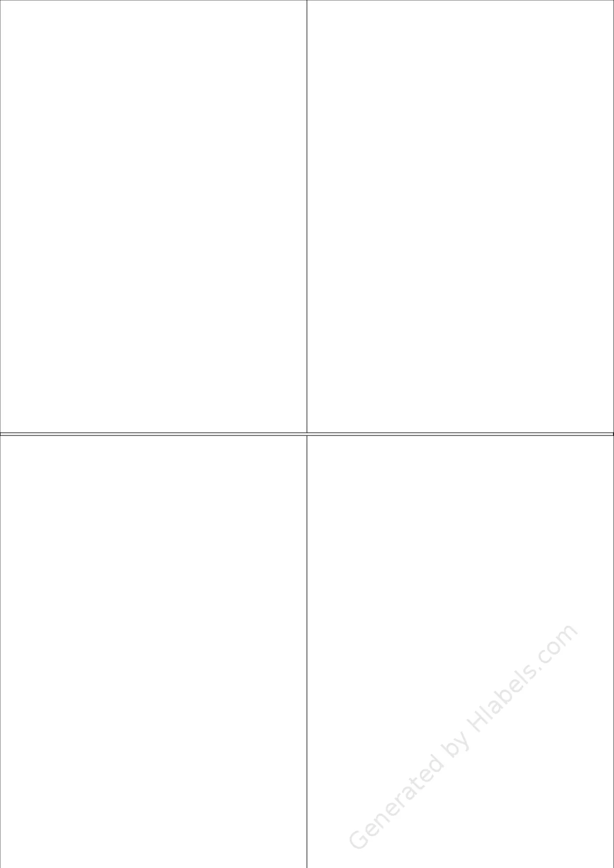 Ofituria® 4 template with 4 rectangular 105 x 148 millimeter labels per sheet, on A4-size adhesive blank label sheets.