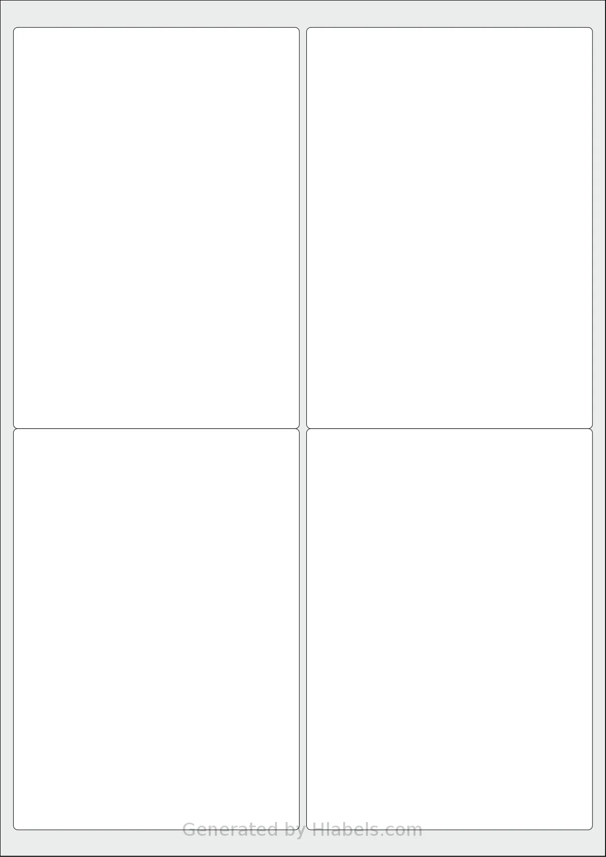 OnlineLabels® EU30005 template with 4 rectangular 99.1 x 139 millimeter labels per sheet, on A4-size adhesive blank label sheets.