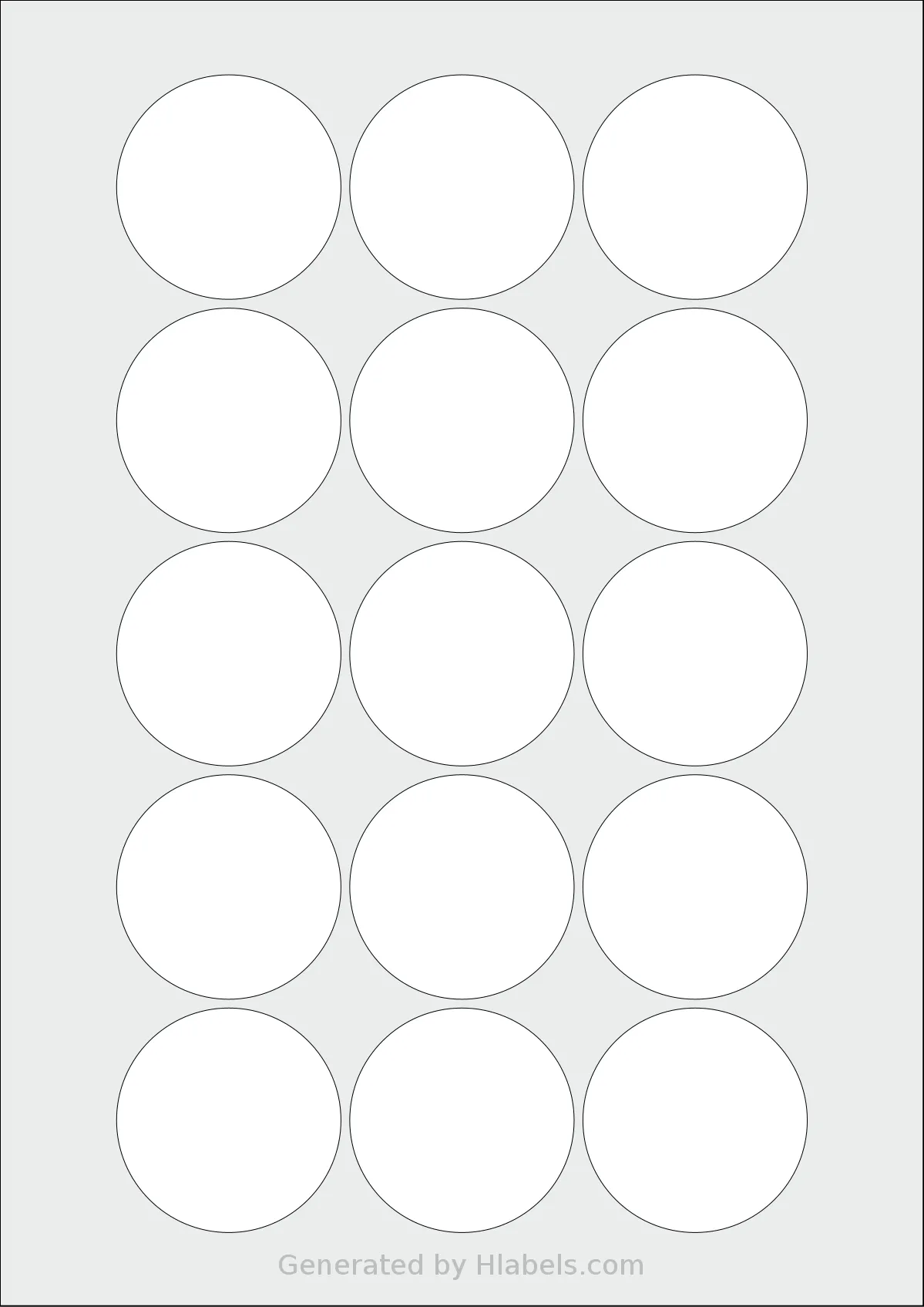 OnlineLabels® EU30022 template with 15 circle labels per sheet, each 51 millimeter in diameter, on A4-size adhesive blank label sheets.