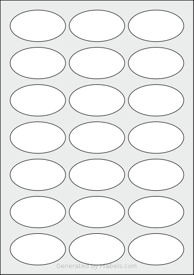 OnlineLabels® EU30026 Template OnlineLabels® EU30026 template with 21 oval 60 x 34 millimeter labels per sheet, on A4-size adhesive blank label sheets.