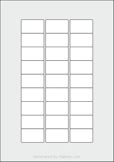 OnlineLabels® EU30068 template with 27 rectangular 42 x 25 millimeter labels per sheet, on A4-size adhesive blank label sheets.
