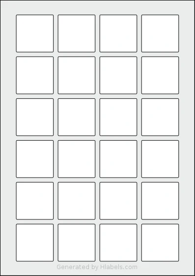 OnlineLabels® EU30092 Template OnlineLabels® EU30092 template with 24 square 40 x 40 millimeter labels per sheet, on A4-size adhesive blank label sheets.