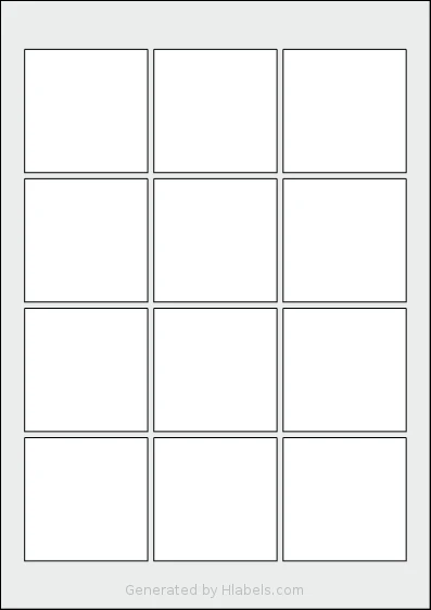 OnlineLabels® EU30102 Template OnlineLabels® EU30102 template with 12 square 60 x 60 millimeter labels per sheet, on A4-size adhesive blank label sheets.