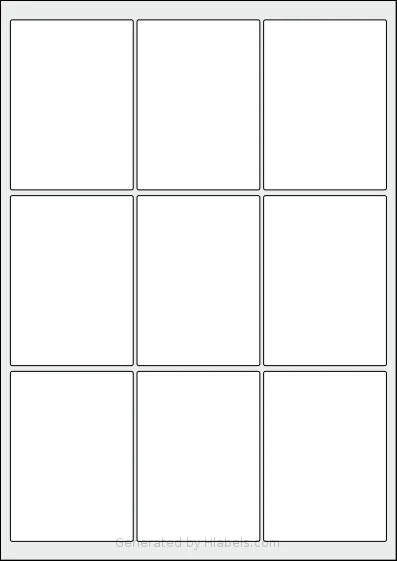 OnlineLabels® EU30145 Template OnlineLabels® EU30145 template with 9 rectangular 65 x 90 millimeter labels per sheet, on A4-size adhesive blank label sheets.
