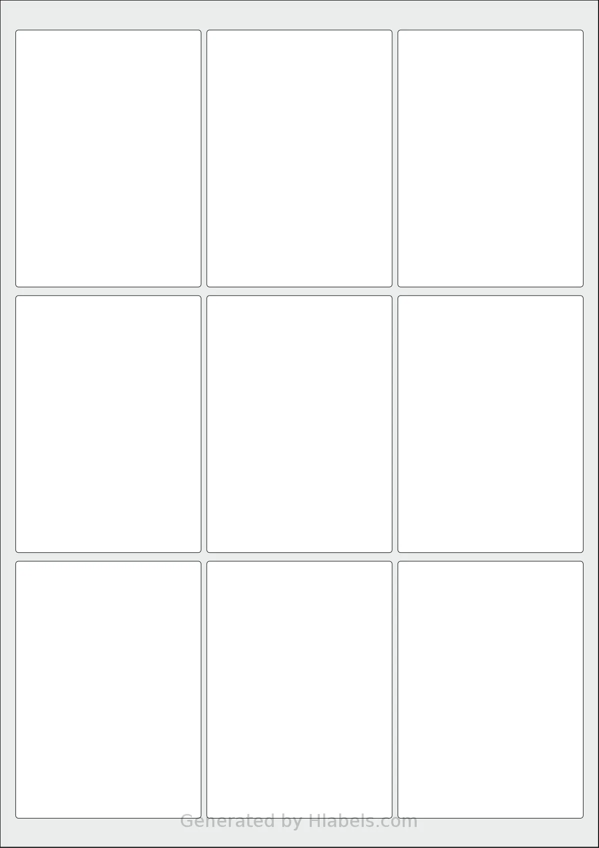 OnlineLabels® EU30145 template with 9 rectangular 65 x 90 millimeter labels per sheet, on A4-size adhesive blank label sheets.