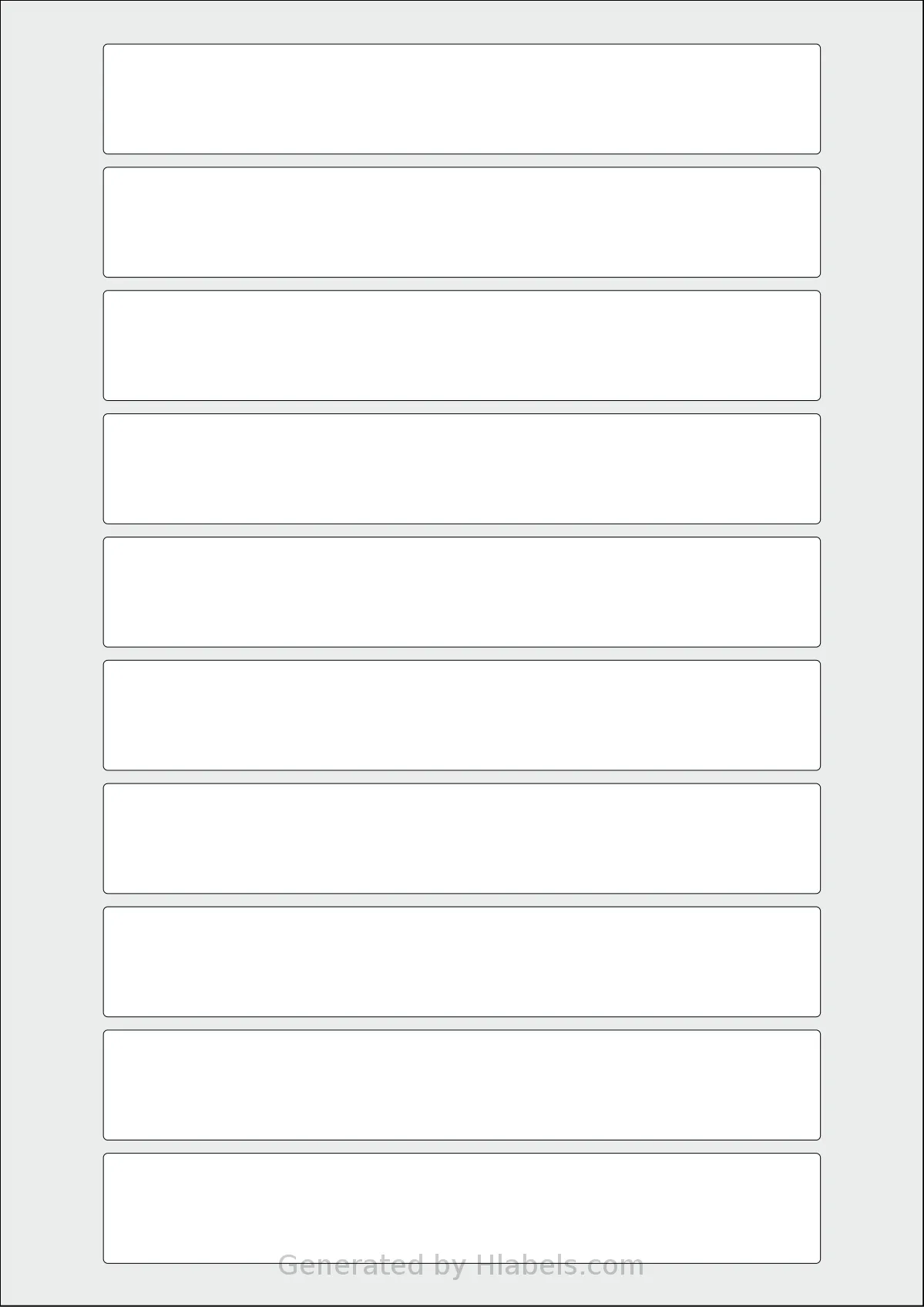 OnlineLabels® EU30150 template with 10 rectangular 163 x 25 millimeter labels per sheet, on A4-size adhesive blank label sheets.