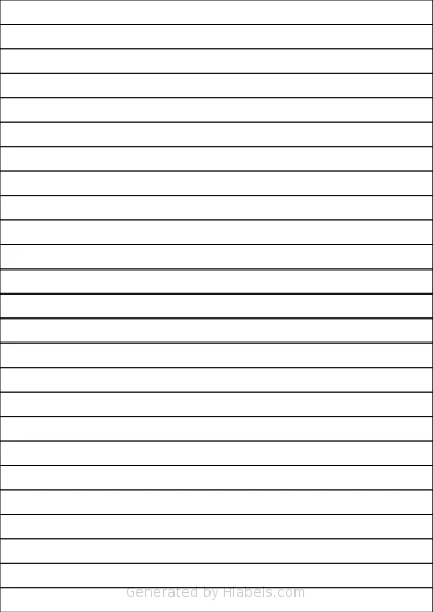 OnlineLabelsAU® 005 template with 25 rectangular 210 x 11.88 millimeter labels per sheet, on A4-size adhesive blank label sheets.