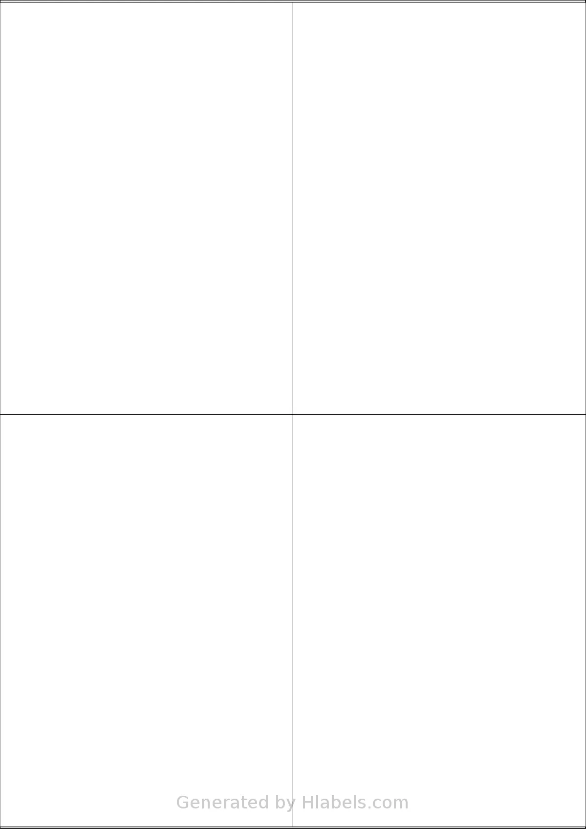 OnlineLabelsAU® 013 template with 4 rectangular 105 x 147.6 millimeter labels per sheet, on A4-size adhesive blank label sheets.