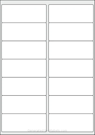 OnlineLabelsAU® 021 template with 14 rectangular 99 x 40 millimeter labels per sheet, on A4-size adhesive blank label sheets.