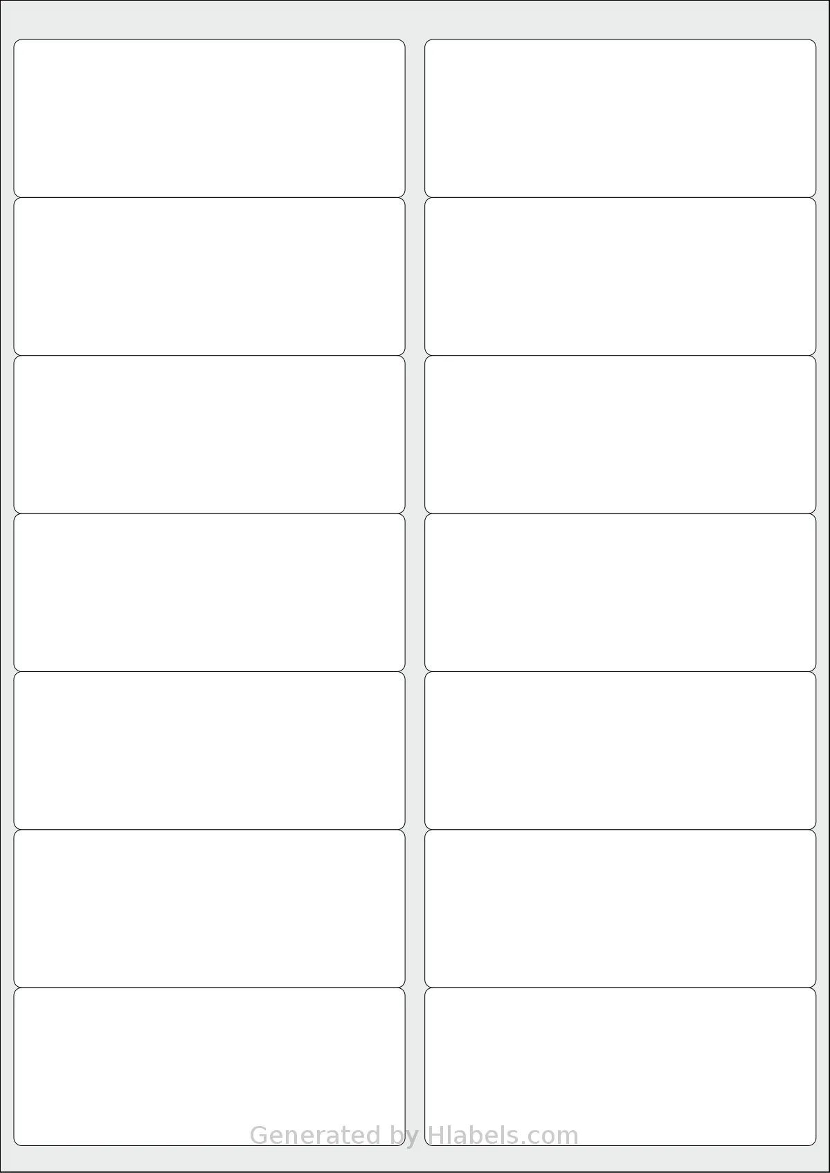 OnlineLabelsAU® 021 template with 14 rectangular 99 x 40 millimeter labels per sheet, on A4-size adhesive blank label sheets.