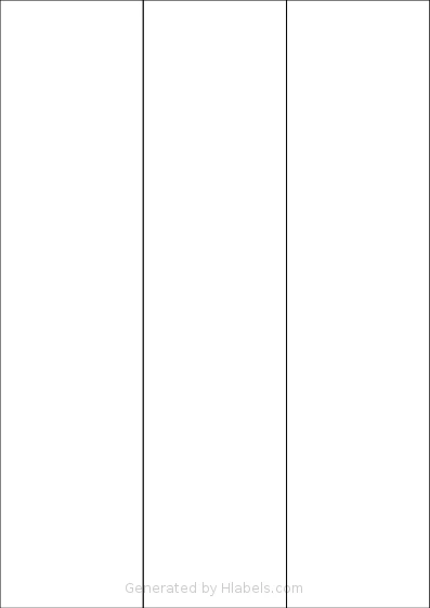 OnlineLabelsAU® 027 template with 3 rectangular 70 x 297 millimeter labels per sheet, on A4-size adhesive blank label sheets.