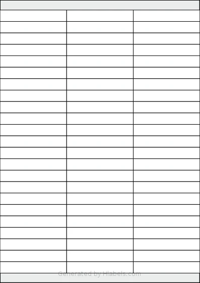 OnlineLabelsAU® 034 template with 69 rectangular 70 x 12 millimeter labels per sheet, on A4-size adhesive blank label sheets.