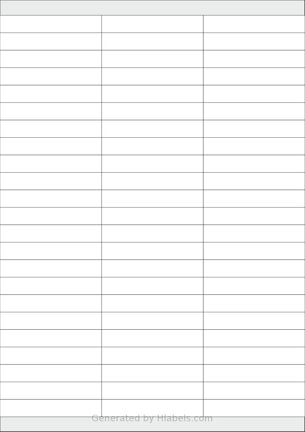 OnlineLabelsAU® 034 template with 69 rectangular 70 x 12 millimeter labels per sheet, on A4-size adhesive blank label sheets.