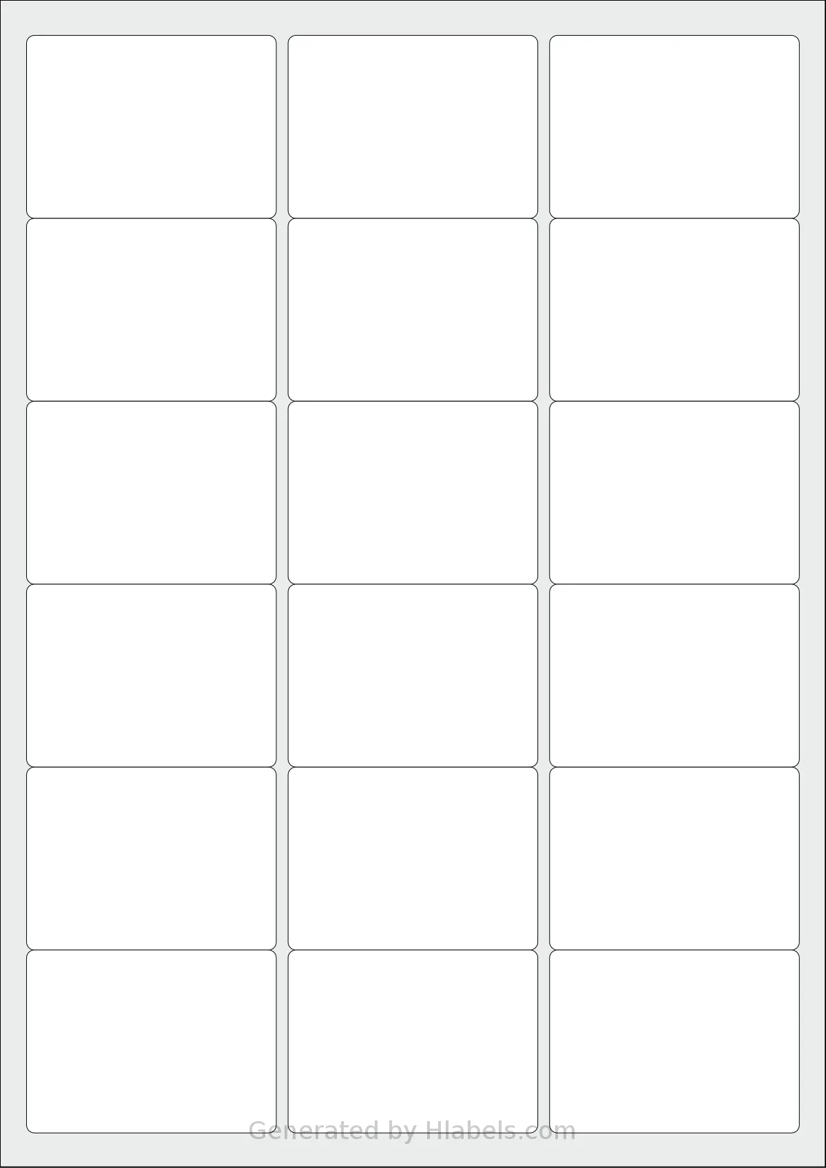 OnlineLabelsAU® 042 template with 18 rectangular 63.5 x 46.5 millimeter labels per sheet, on A4-size adhesive blank label sheets.
