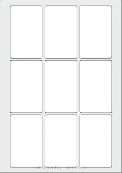 OnlineLabelsAU® 046 template with 9 rectangular 55 x 90 millimeter labels per sheet, on A4-size adhesive blank label sheets.