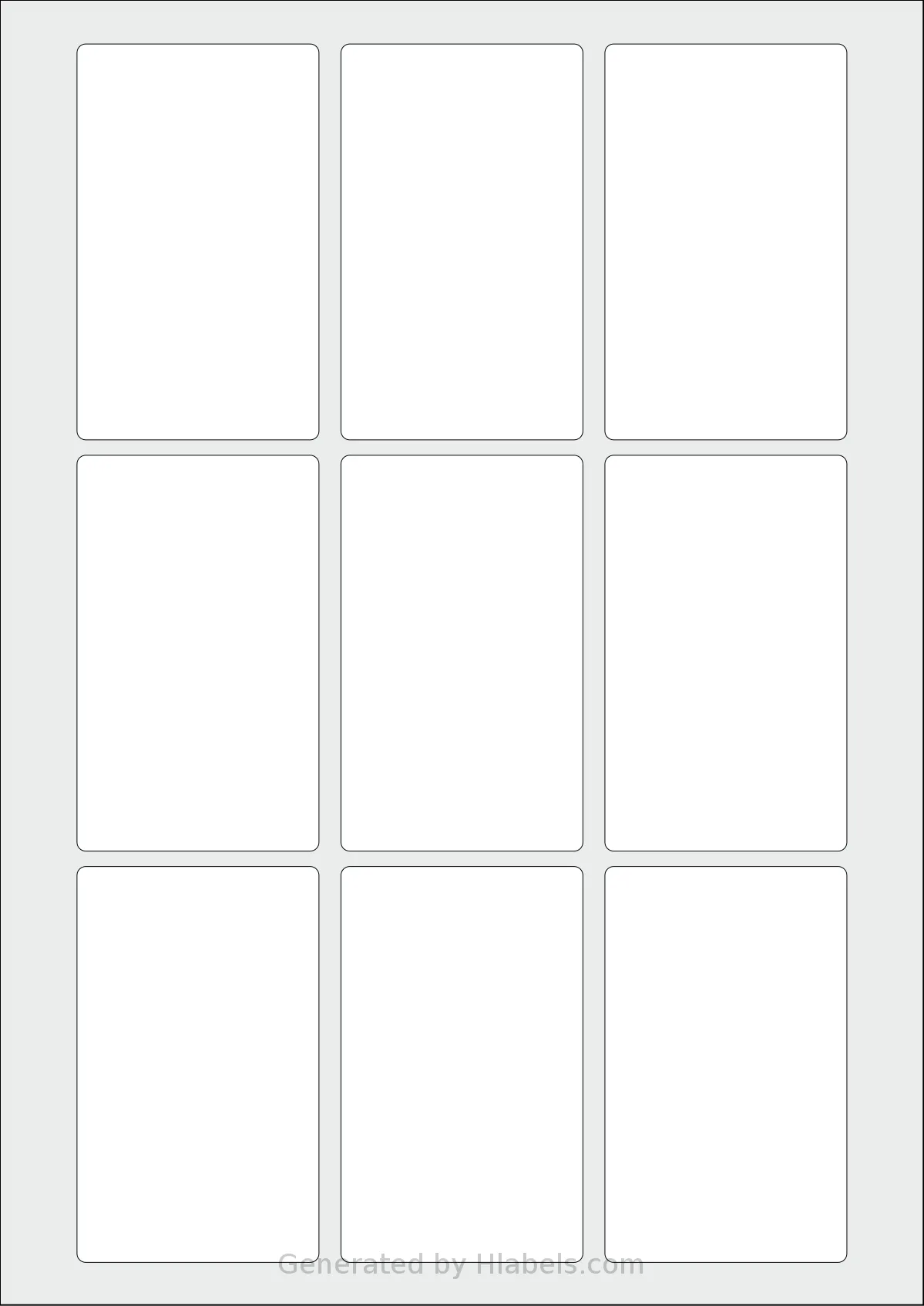 OnlineLabelsAU® 046 template with 9 rectangular 55 x 90 millimeter labels per sheet, on A4-size adhesive blank label sheets.