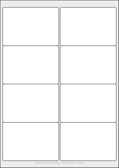 OnlineLabelsAU® 125 template with 8 rectangular 99.1 x 67.7 millimeter labels per sheet, on A4-size adhesive blank label sheets.