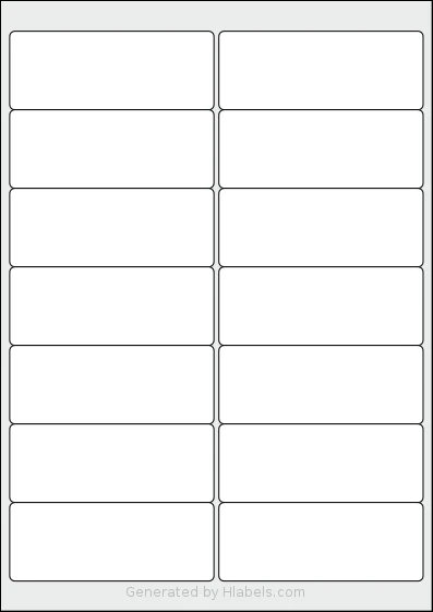 OnlineLabelsAU® 126 template with 14 rectangular 99.1 x 38.1 millimeter labels per sheet, on A4-size adhesive blank label sheets.