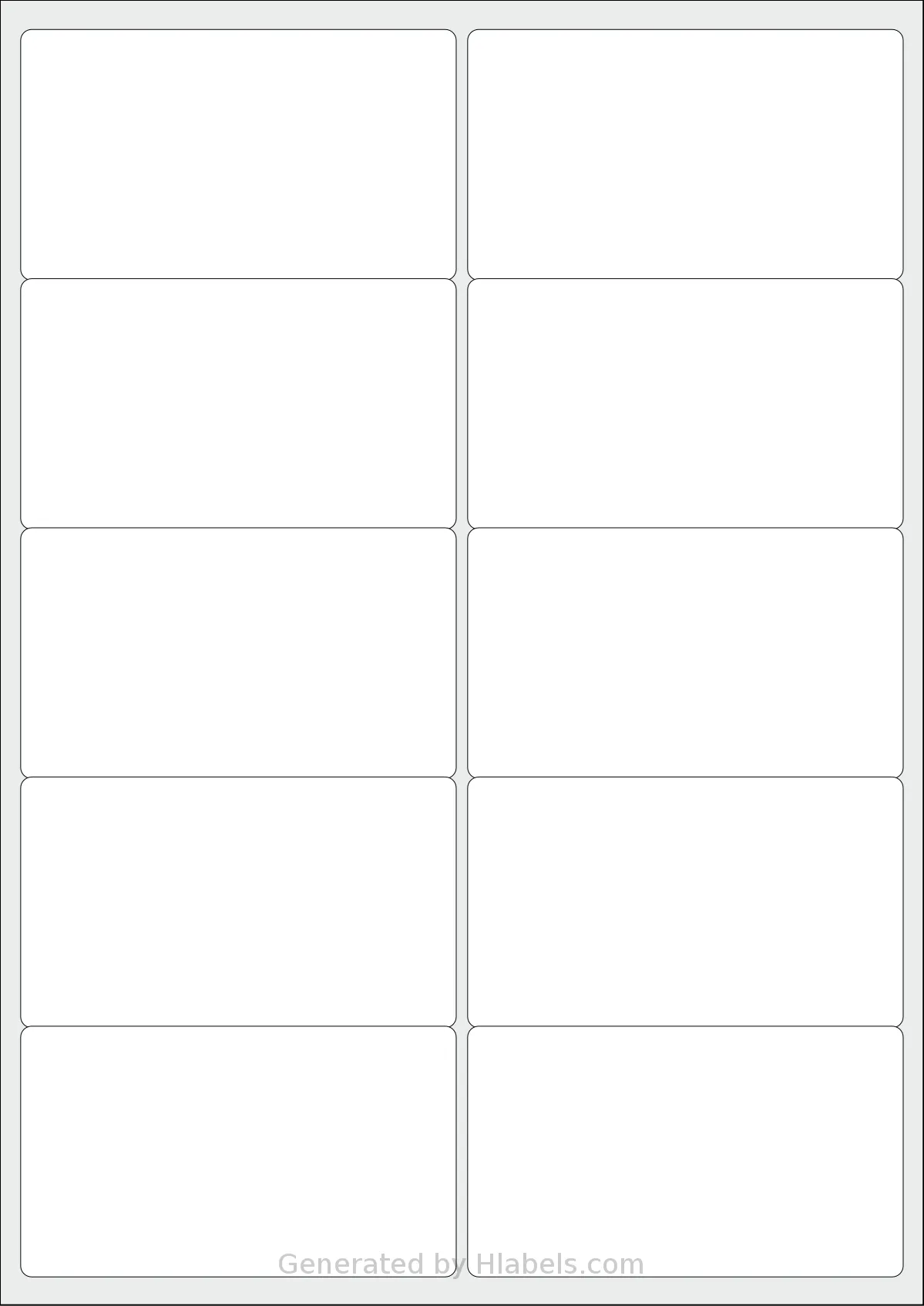 OnlineLabelsAU® 133 template with 10 rectangular 99 x 57 millimeter labels per sheet, on A4-size adhesive blank label sheets.