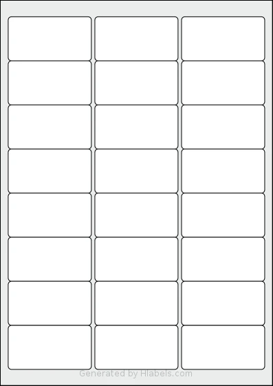 OnlineLabelsAU® 136 template with 24 rectangular 64 x 33.9 millimeter labels per sheet, on A4-size adhesive blank label sheets.
