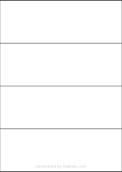 OnlineLabelsAU® 138 template with 4 rectangular 210 x 73.8 millimeter labels per sheet, on A4-size adhesive blank label sheets.