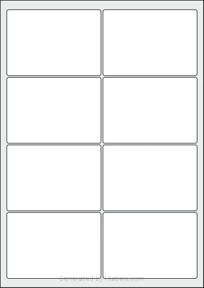OnlineLabelsAU® 139 template with 8 rectangular 97 x 68 millimeter labels per sheet, on A4-size adhesive blank label sheets.