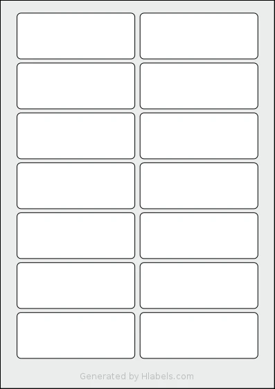 OnlineLabelsAU® 142 template with 14 rectangular 90 x 35 millimeter labels per sheet, on A4-size adhesive blank label sheets.